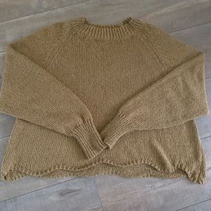 Cotton Emporium beige brown knit sweater crewneck
